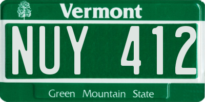 VT license plate NUY412