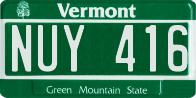 VT license plate NUY416