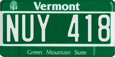 VT license plate NUY418