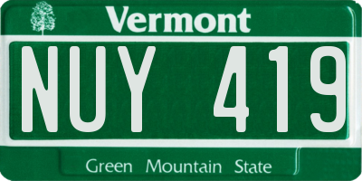 VT license plate NUY419