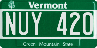 VT license plate NUY420