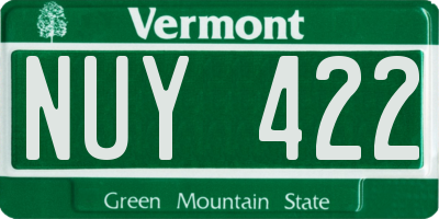 VT license plate NUY422