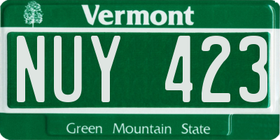 VT license plate NUY423