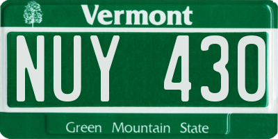 VT license plate NUY430