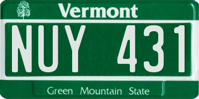 VT license plate NUY431