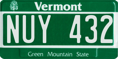 VT license plate NUY432