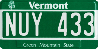 VT license plate NUY433