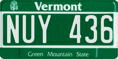 VT license plate NUY436