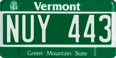 VT license plate NUY443