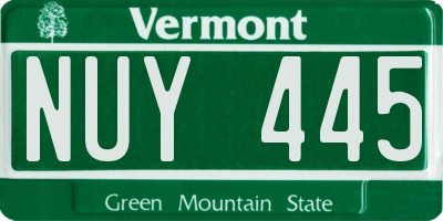 VT license plate NUY445