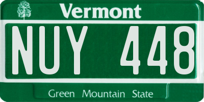 VT license plate NUY448