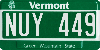 VT license plate NUY449