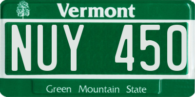 VT license plate NUY450