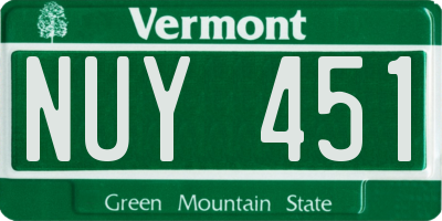VT license plate NUY451