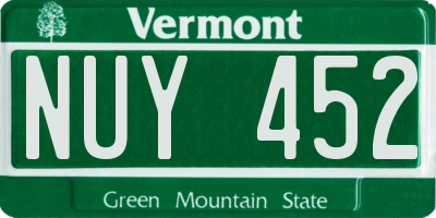 VT license plate NUY452