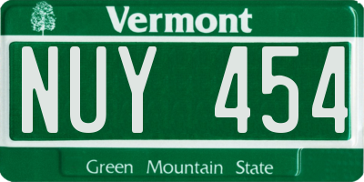 VT license plate NUY454