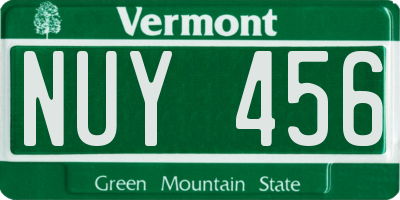 VT license plate NUY456