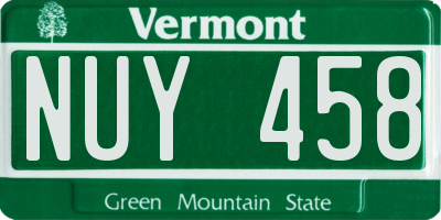 VT license plate NUY458