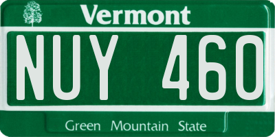 VT license plate NUY460