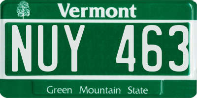 VT license plate NUY463