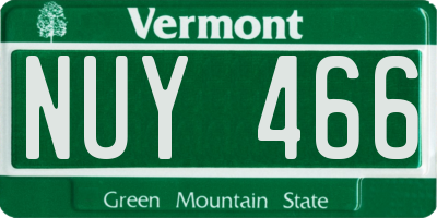 VT license plate NUY466