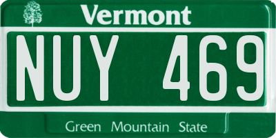 VT license plate NUY469