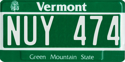 VT license plate NUY474
