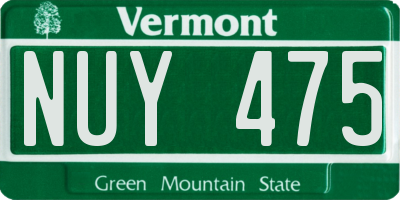 VT license plate NUY475