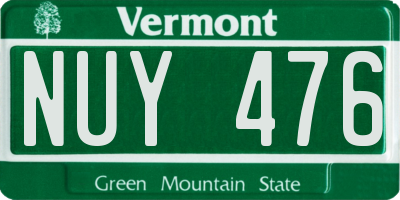 VT license plate NUY476