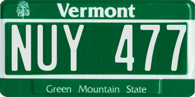 VT license plate NUY477