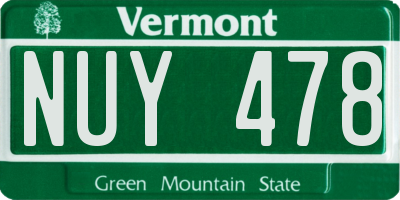 VT license plate NUY478