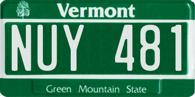 VT license plate NUY481