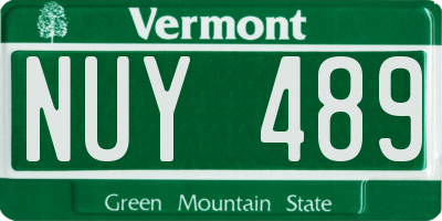 VT license plate NUY489