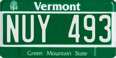 VT license plate NUY493