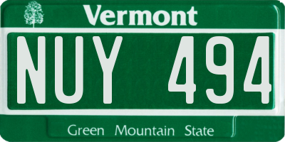 VT license plate NUY494