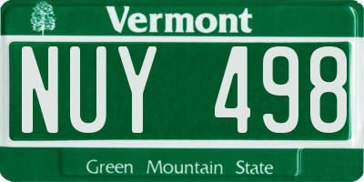 VT license plate NUY498