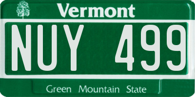 VT license plate NUY499