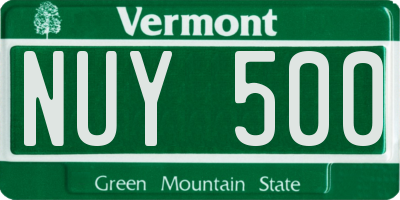 VT license plate NUY500