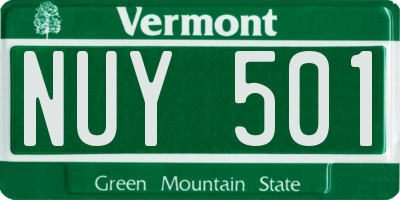 VT license plate NUY501