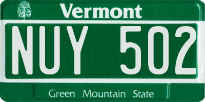 VT license plate NUY502