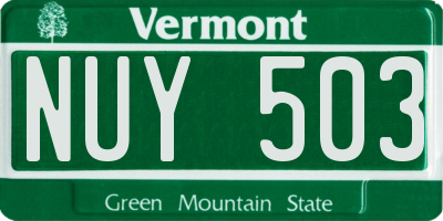 VT license plate NUY503