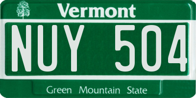 VT license plate NUY504