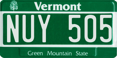 VT license plate NUY505