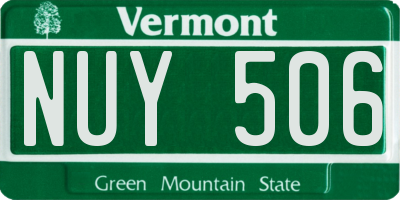 VT license plate NUY506