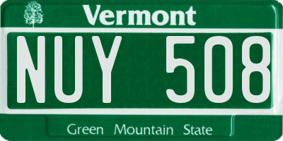VT license plate NUY508