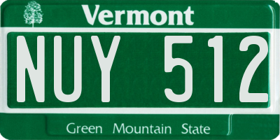VT license plate NUY512