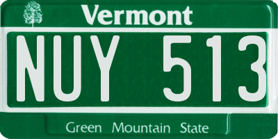 VT license plate NUY513