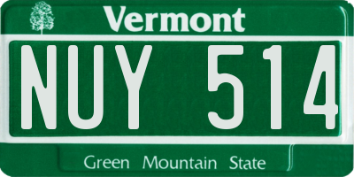 VT license plate NUY514