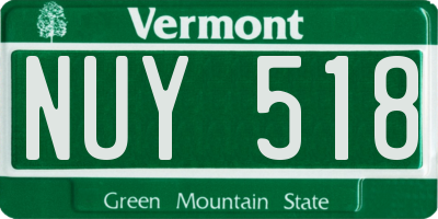 VT license plate NUY518