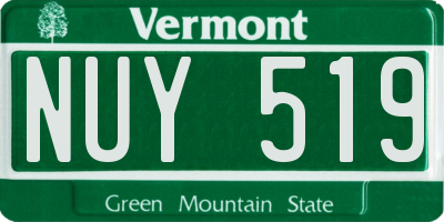 VT license plate NUY519